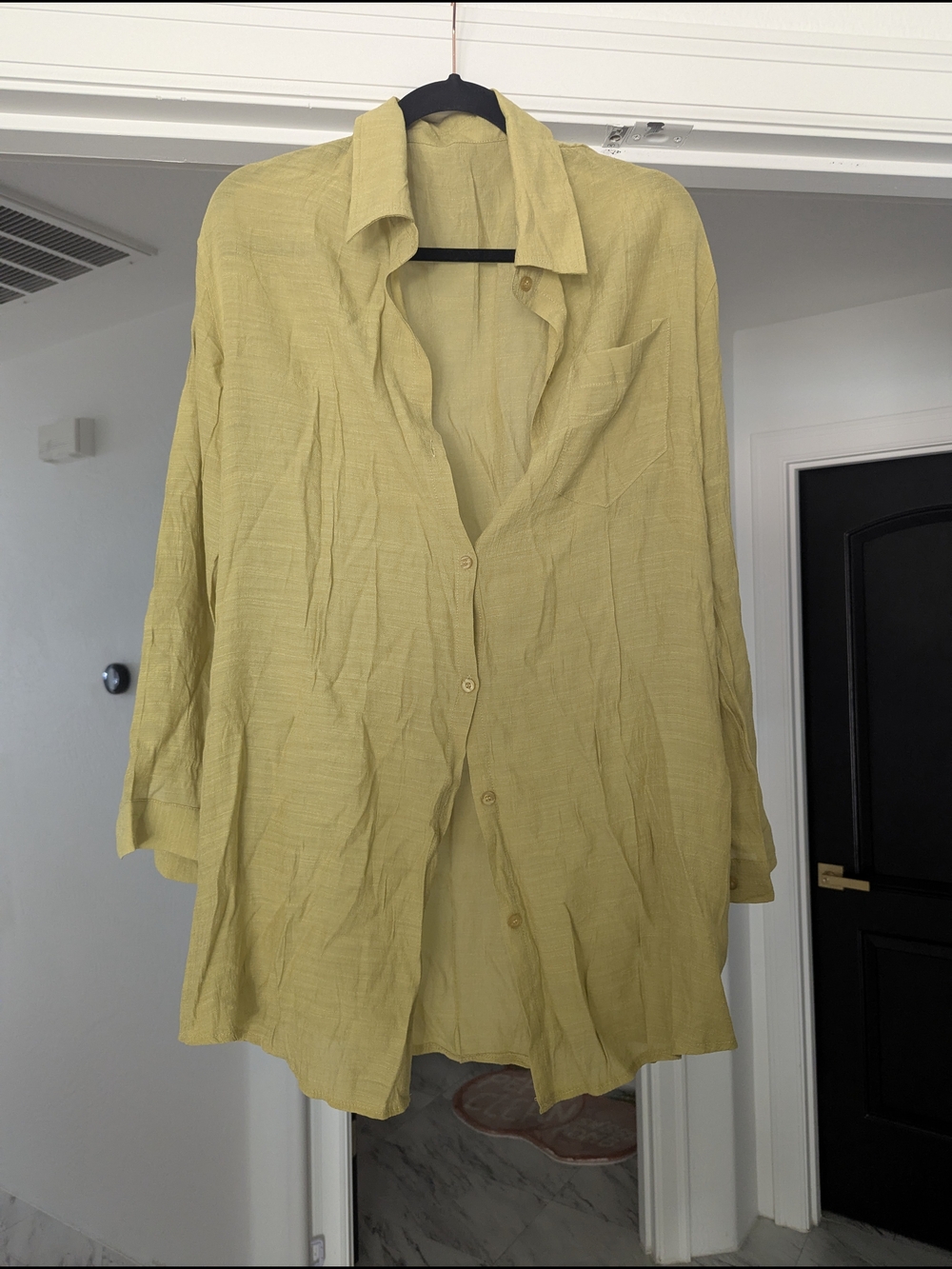 Women's Chartruse Linon Button Up